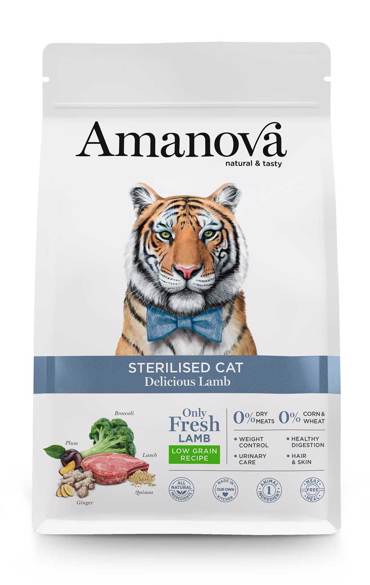 AMANOVA ΞΗΡΑ ΤΡΟΦΗ ΓΑΤΑΣ STERILISED CAT DELICIOUS LAMB 1.5KG